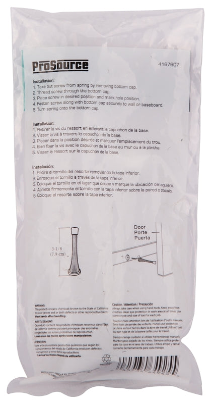 ProSource H62-B042-PS Heavy-Duty Spring, 5/16 in Dia Base, 3-1/8 in Projection, Plastic & Steel, Chrome