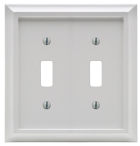 Amerelle 2040TTW Wallplate, Decorative, 2-Gang, Wood, White, Pack of 3