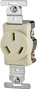 Eaton Cooper Wiring 805 805V-BOX Power Receptacle, 3 -Pole, 125/250 V, 20 A, NEMA: NEMA 10-20R, Ivory
