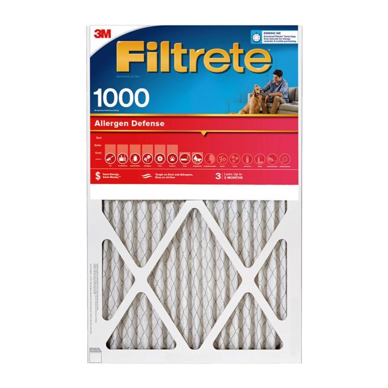 Filtrete Allergen Defense 14 in. W X 24 in. H X 1 in. D 1000 MPR Pleated Air Filter 1 pk, Pack of 4