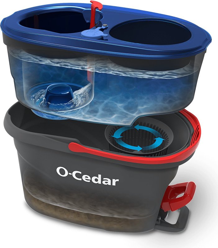 O-Cedar EasyWring, RinseClean 168534 Spin Mop System, Black/Red