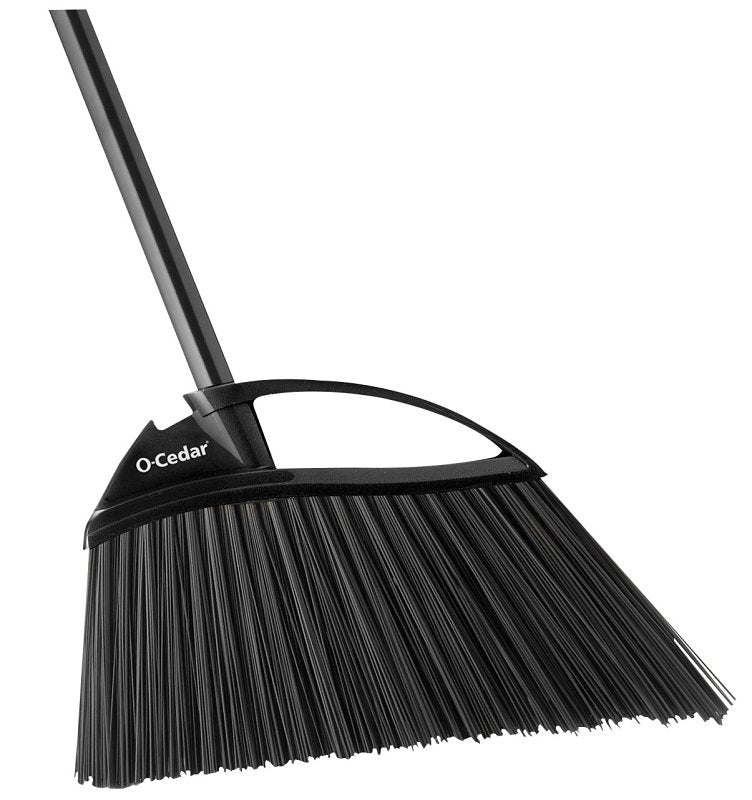 O-Cedar 168215 Angle Broom, 12-1/2 in Sweep Face, Plastic Bristle, Steel Handle, Black/Gray