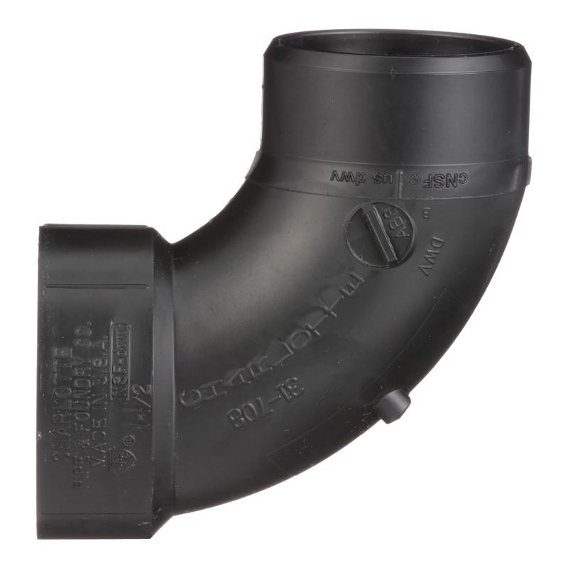 Charlotte Pipe 1-1/2 in. Hub X 1-1/2 in. D Spigot ABS 90 Degree Elbow