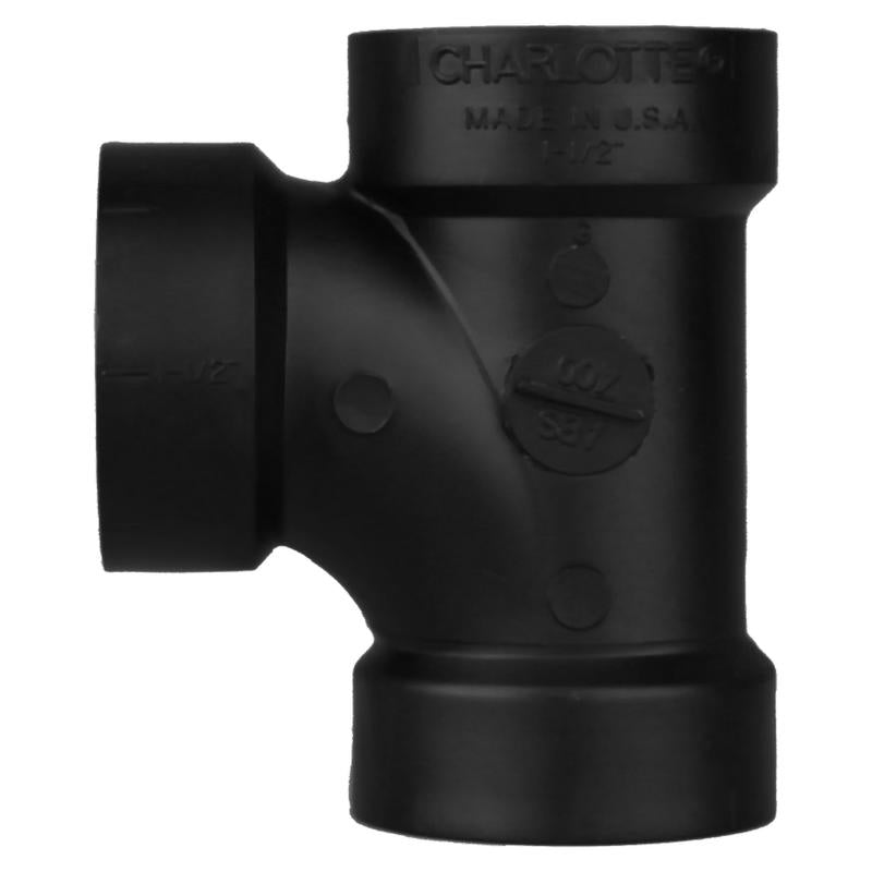 Charlotte Pipe 1-1/2 in. Hub X 1-1/2 in. D Hub ABS Sanitary Tee