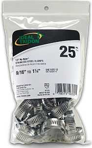 Ideal-Tridon Hy-Gear 67-6 Series 6712550 Worm Gear Hose Clamp, #12, 1/2 to 1-1/4 in, Stainless Steel