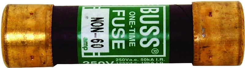 Bussmann NON-60 Fuse, 60 A, 250 VAC, 125 VDC, 50 kA Interrupt, Melamine Body, Cartridge Fuse, Pack of 10