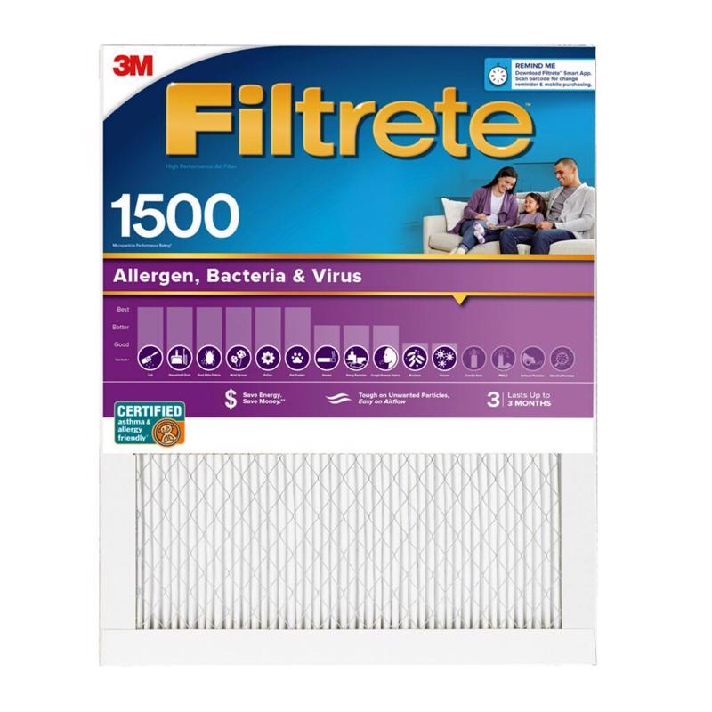 Filtrete 20 in. W X 20 in. H X 1 in. D 1500 MPR Pleated Allergen Air Filter 1 pk, Pack of 4