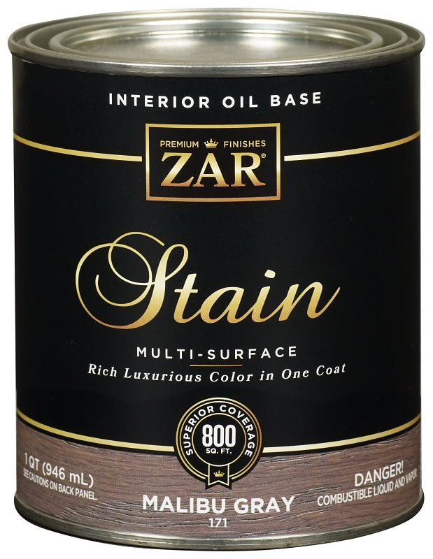 ZAR 17112 Wood Stain, Malibu Gray, Liquid, 1 qt Can