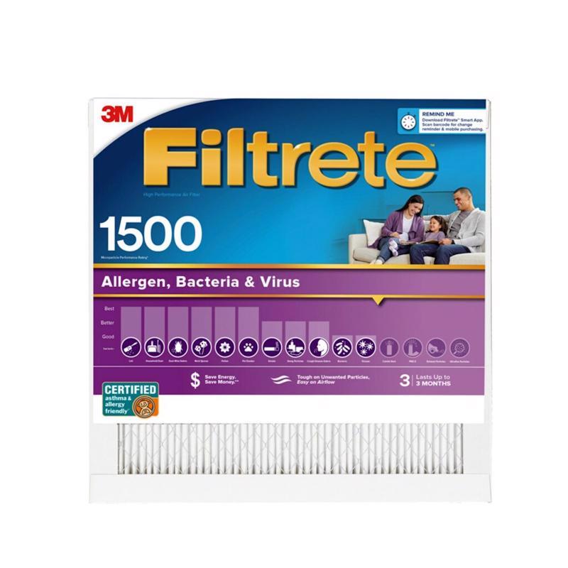 Filtrete 25 in. W X 25 in. H X 1 in. D 1500 MPR Pleated Air Filter 1 pk, Pack of 4
