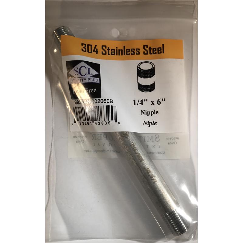 Anvil 1/4 in. MPT Stainless Steel 6 in. L Nipple