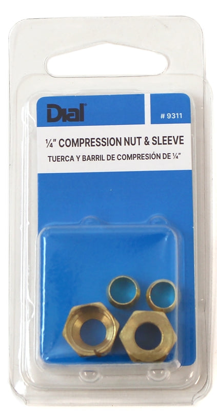 Dial 9311 Compression Sleeve and Nut, Brass, For: Evaporative Cooler Purge Systems