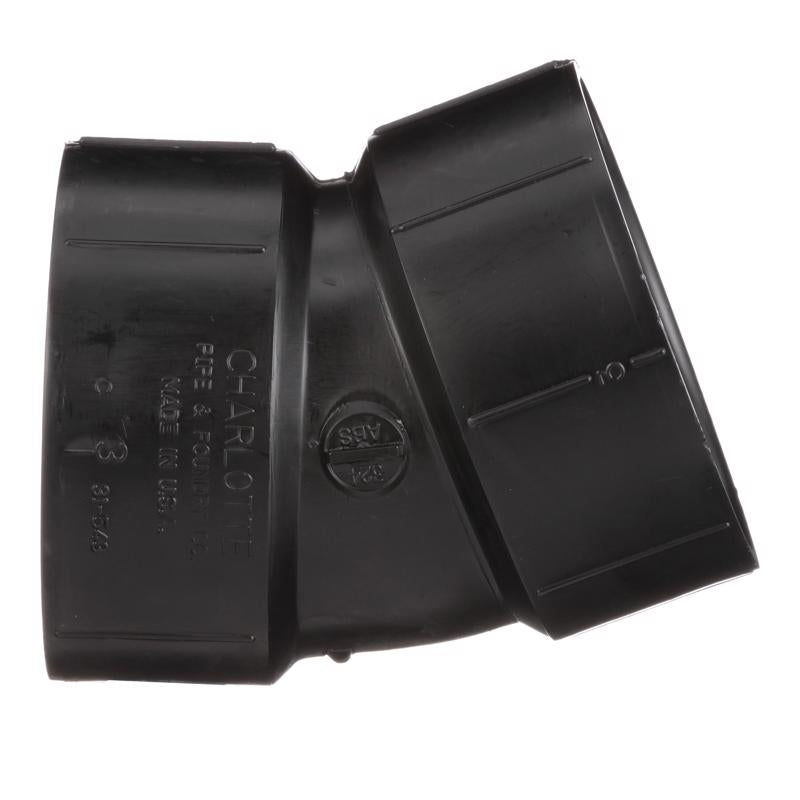 Charlotte Pipe 3 in. Hub X 3 in. D Hub ABS 22-1/2 Degree Elbow