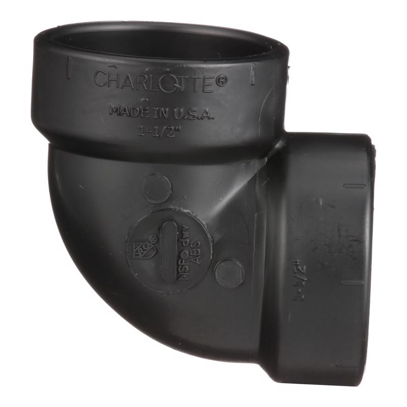 Charlotte Pipe 1-1/2 in. Hub X 1-1/2 in. D Hub ABS Elbow