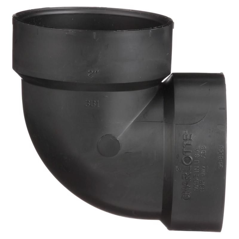 Charlotte Pipe 2 in. Hub X 2 in. D Hub ABS Elbow