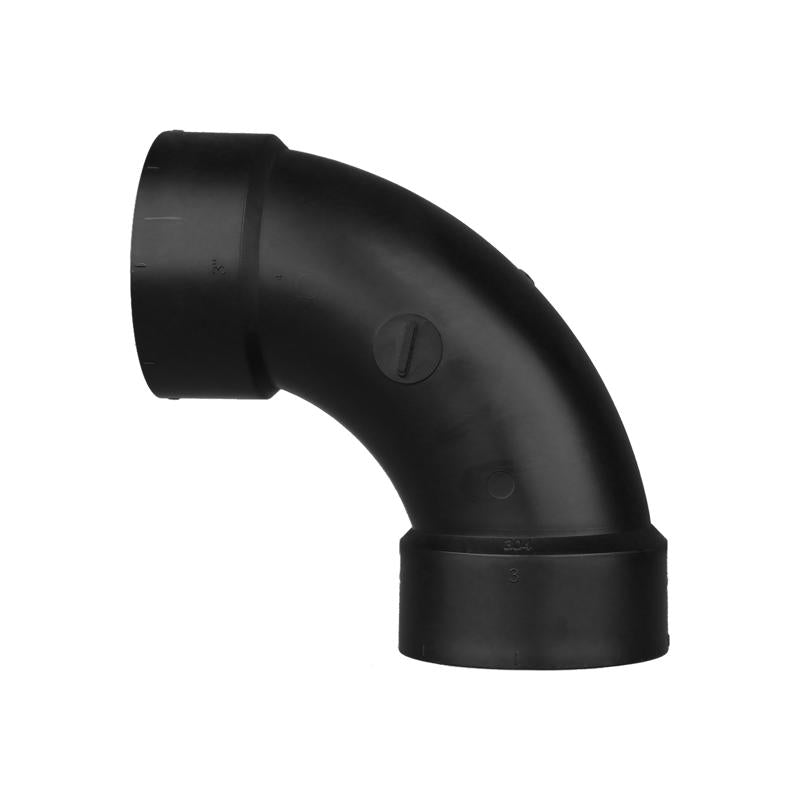 Charlotte Pipe 3 in. Hub X 3 in. D Hub ABS 90 Degree Elbow