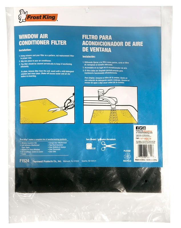 Frost King F1524 Air Filter, 24 in L, 15 in W, 8 MERV, Polypropylene Foam Filter Media, Pack of 24