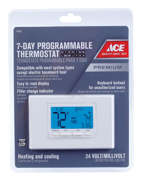 Ace Heating and Cooling Touch Screen Programmable Thermostat