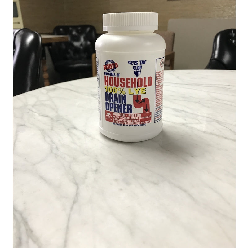 Rooto Household Lye Based Crystals Drain Cleaner 1 lb, Pack of 12