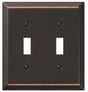 Amerelle Century Series 163TTDB Wallplate, 4-15/16 in L, 4-9/16 in W, 2-Gang, Steel, Aged Bronze, Pack of 3