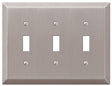 Amerelle Century 163TTTBN Wallplate, 4-15/16 in L, 6-1/2 in W, 3 -Gang, Steel, Brushed Nickel, Pack of 3