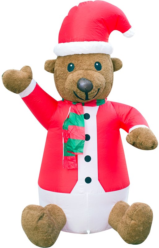 Hometown Holidays 90519 Inflatable Bear Moose Penguin, 4 ft H, Nylon, Black/Brown/Green/Red/White, LED Bulb, Pack of 6