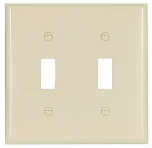 Eaton Wiring Devices 2139LA-BOX Wallplate, 4-1/2 in L, 4-9/16 in W, 2 -Gang, Thermoset, Light Almond, High-Gloss