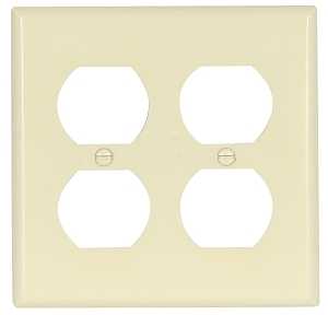 Eaton Wiring Devices 2150LA-BOX Receptacle Wallplate, 4-1/2 in L, 4-9/16 in W, 2 -Gang, Thermoset, Light Almond