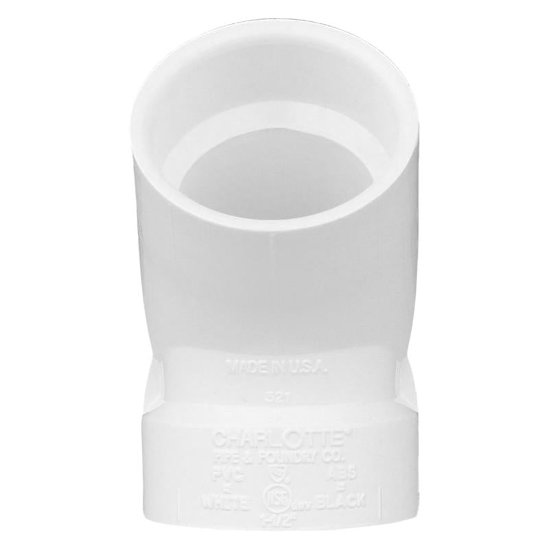 Charlotte Pipe Schedule 40 1-1/2 in. Hub X 1-1/2 in. D Hub PVC 45 Degree Elbow 1 pk