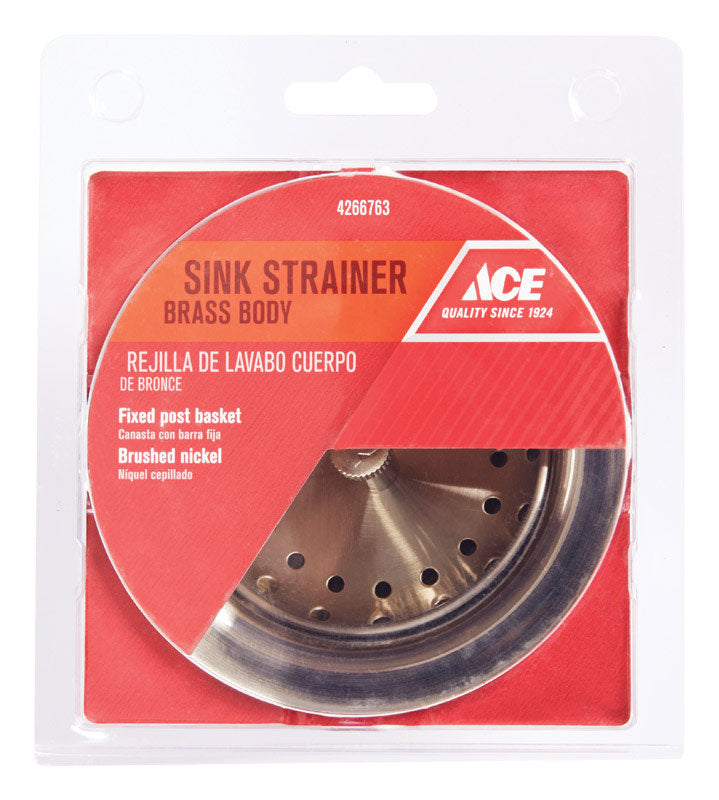 Ace 3-1/2 in. D Brushed Nickel Silver Brass Sink Strainer