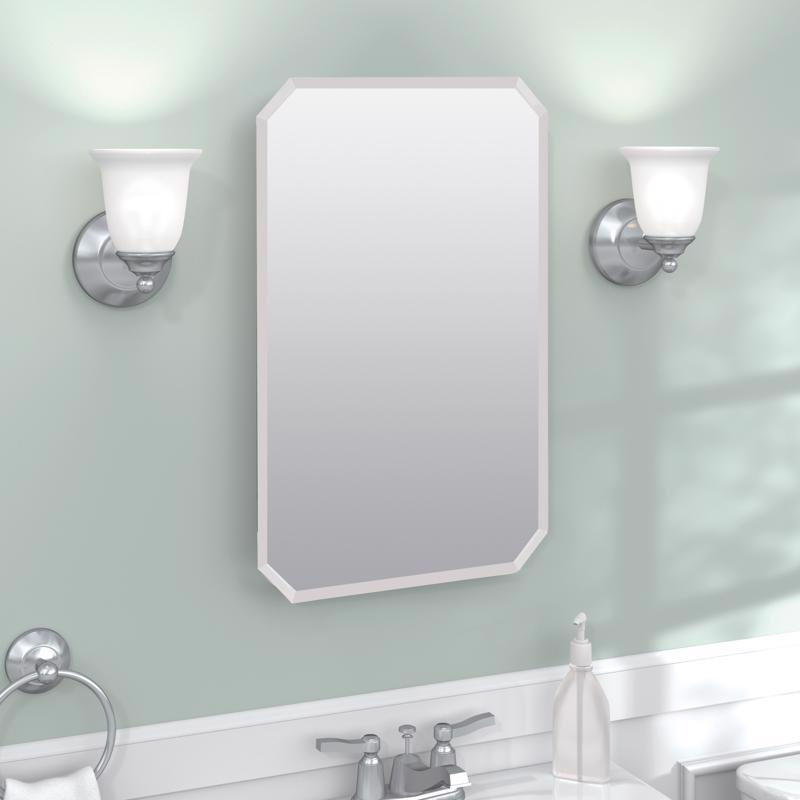 Zenith M182 Medicine Cabinet, 16 in OAW, 4-1/2 in OAD, 24 in OAH, Plastic, 2-Shelf