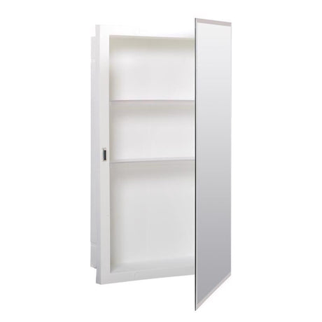 Zenith EM115 Medicine Cabinet, 16 in OAW, 4-1/2 in OAD, 26 in OAH, Plastic, 2-Shelf
