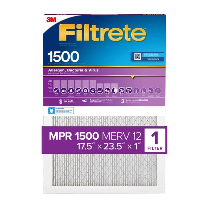 Filtrete 17-1/2 in. W X 23-1/2 in. H X 1 in. D 1500 MPR Pleated Air Filter 1 pk, Pack of 4