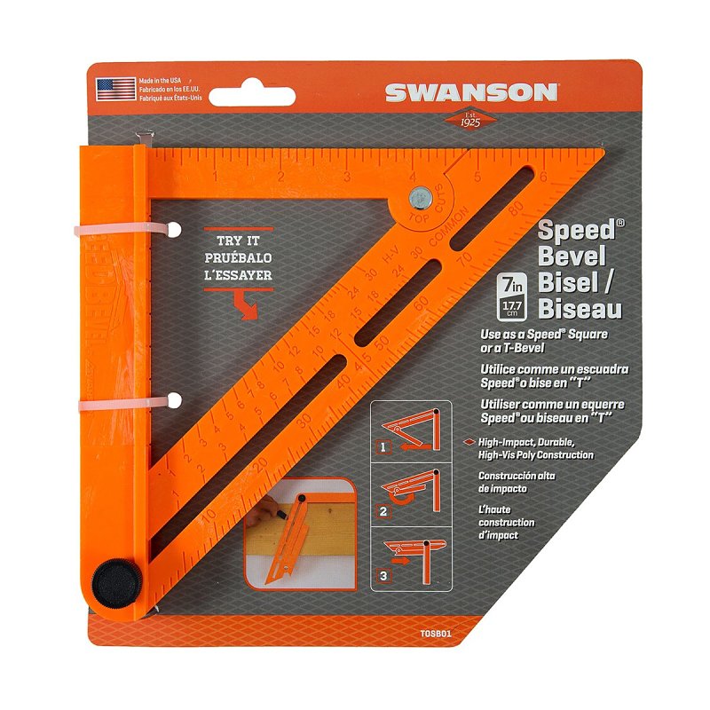 Swanson TOSB01 5-in-1 Folding Square, 1/8 in Graduation, ABS Composite, 10-1/4 in L, 2-1/4 in W, Pack of 5