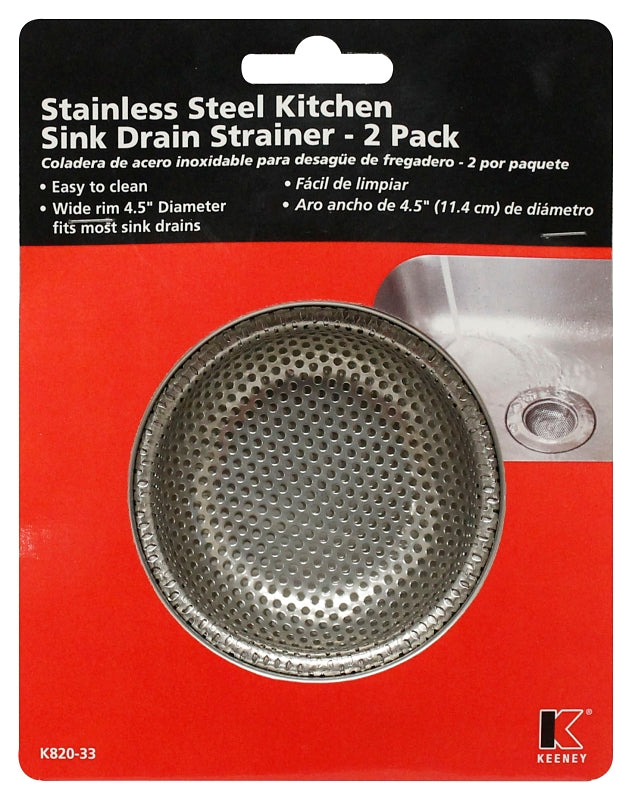 Keeney K820-33 Sink Strainer, Stainless Steel, For: 4-1/2 in Dia Large Kitchen Sink Drain