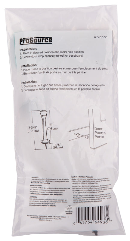 ProSource CL-208P-AB-PS Heavy-Duty Rigid Door Stop, 1 in Dia Base, 3 in Projection, Die-Cast Zinc & Plastic