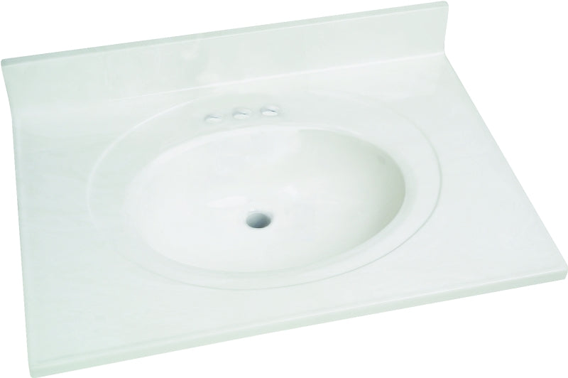 Foremost WW-2231 Vanity Top, 31 in OAL, 22 in OAW, Marble, White, 1-Bowl, Countertop Edge