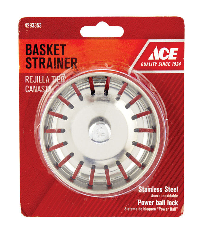 Ace 3 in. D Chrome Silver Stainless Steel Strainer Basket