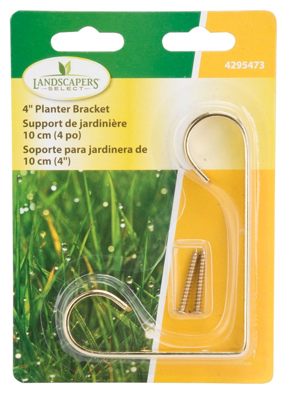 Landscapers Select GB0163L Planter Bracket, 4-1/4 L, Steel, Brass, Wall Mount Mounting