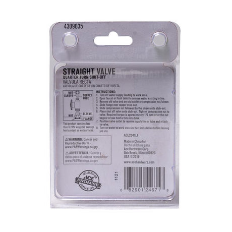 Ace 5/8 in. FPT X 3/8 in. MPT Brass Shut-Off Valve