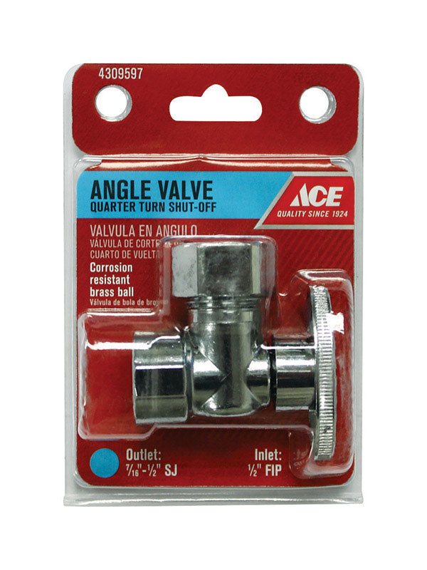 Ace 1/2 in. FIP X 1/2 in. Compression/Slip Joint Brass Angle Stop Valve