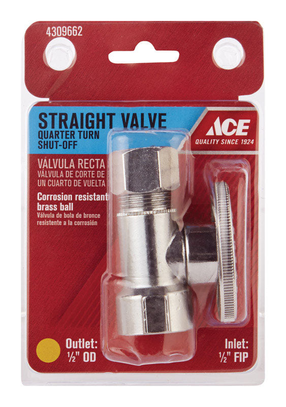 Ace FIP Compression Brass Straight Stop Valve