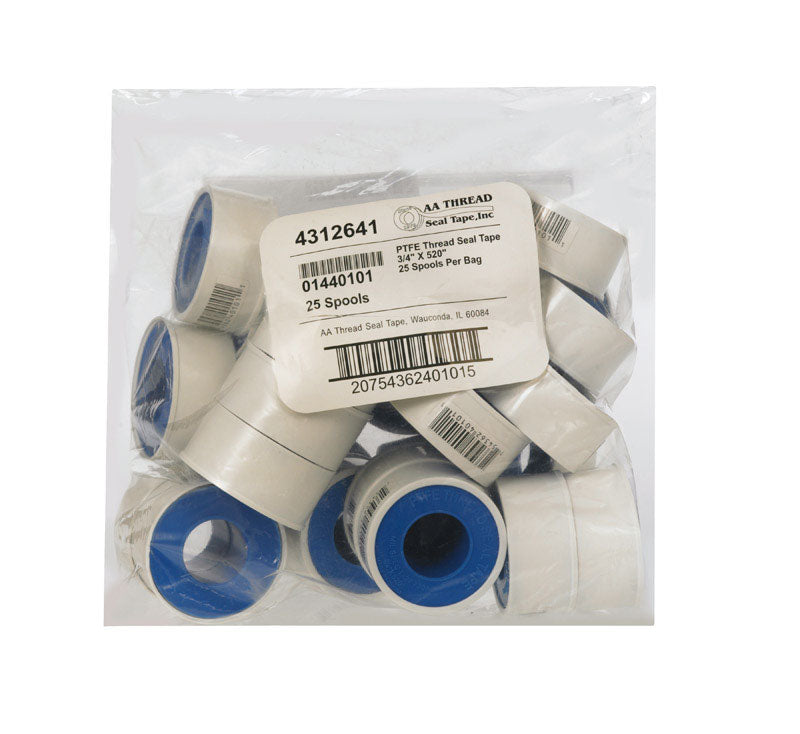 AA Thread Seal Blue 3/4 in. W X 520 in. L Thread Seal Tape 0.4 oz, Pack of 25