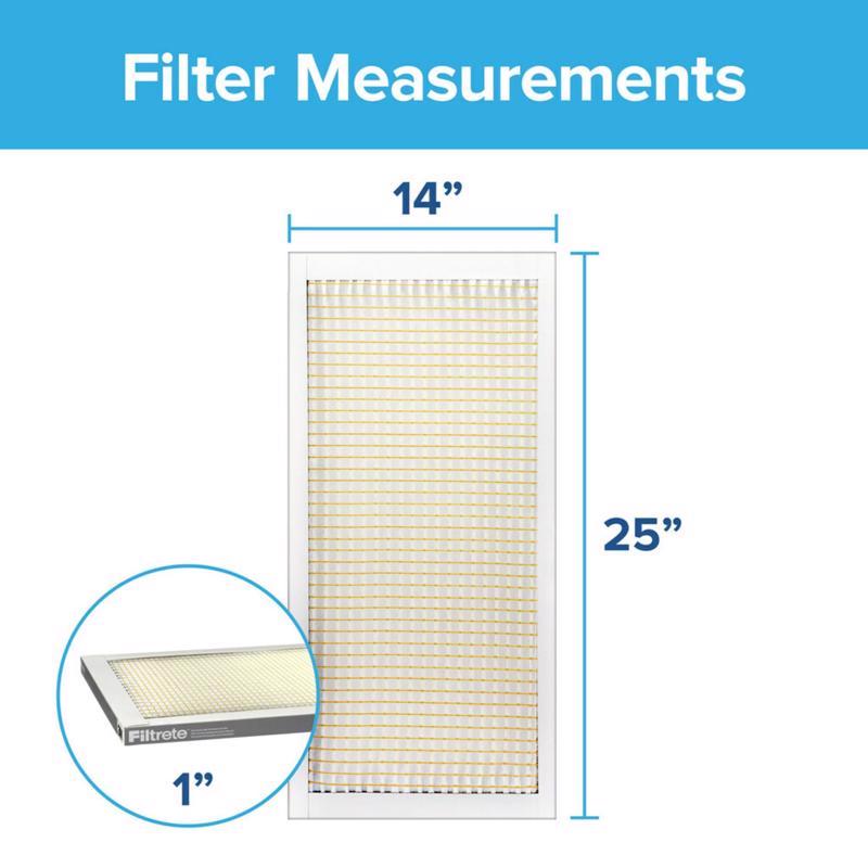 Filtrete 304-4 Air Filter, 25 in L, 14 in W, 5 MERV, 300 MPR, For: Air Conditioner, Furnace and HVAC System, Pack of 4