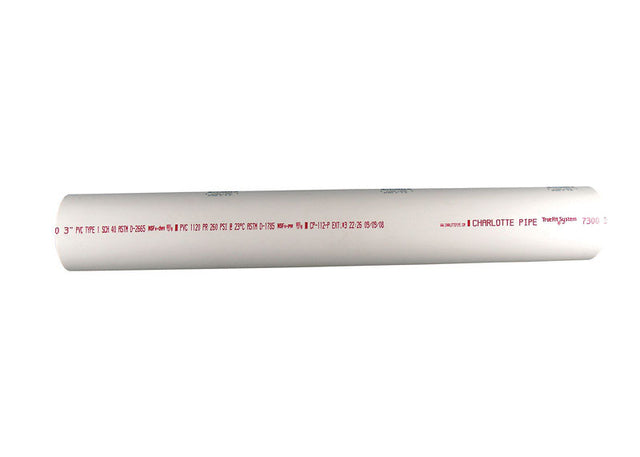 Charlotte Pipe Schedule 40 PVC Solid Pipe 1-1/2 in. D X 2 ft. L Plain End 330 psi