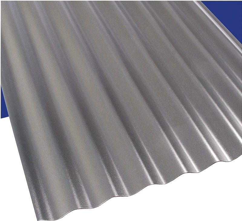 Suntop 108974 Corrugated Roofing Panel, 8 ft L, 26 in W, 0.063 Thick Material, PVC, Castle Gray, Pack of 10