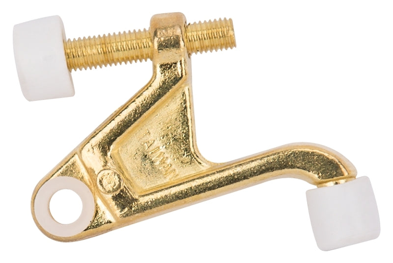 ProSource H20-B030C-PS Heavy-Duty Hinge Pin Door Stop, 2-3/4 in Projection, Die-Cast Zinc & Plastic, Polished Brass