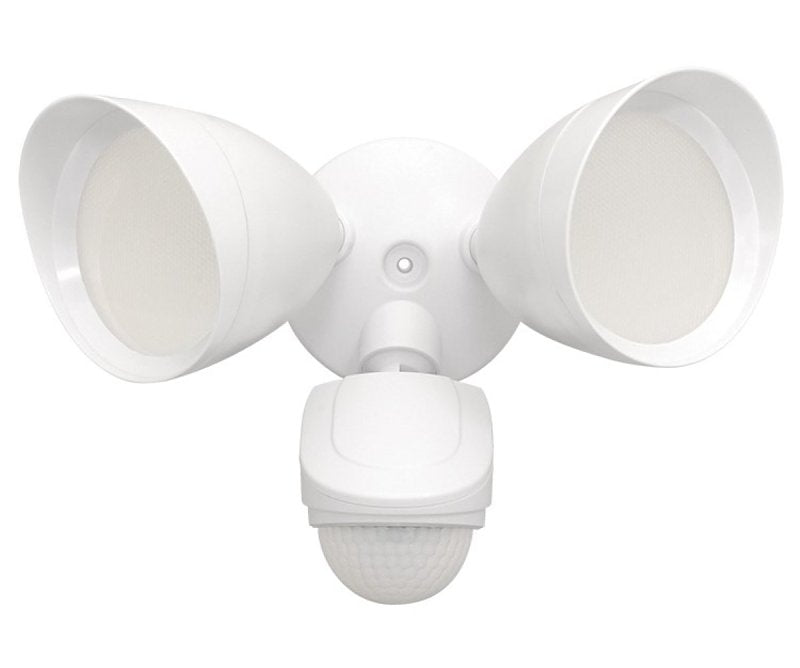 PowerZone O-G1200M-PW Security Light, 110/240 V, 15 W, 2-Lamp, LED Lamp, Daylight Light, 1200 Lumens