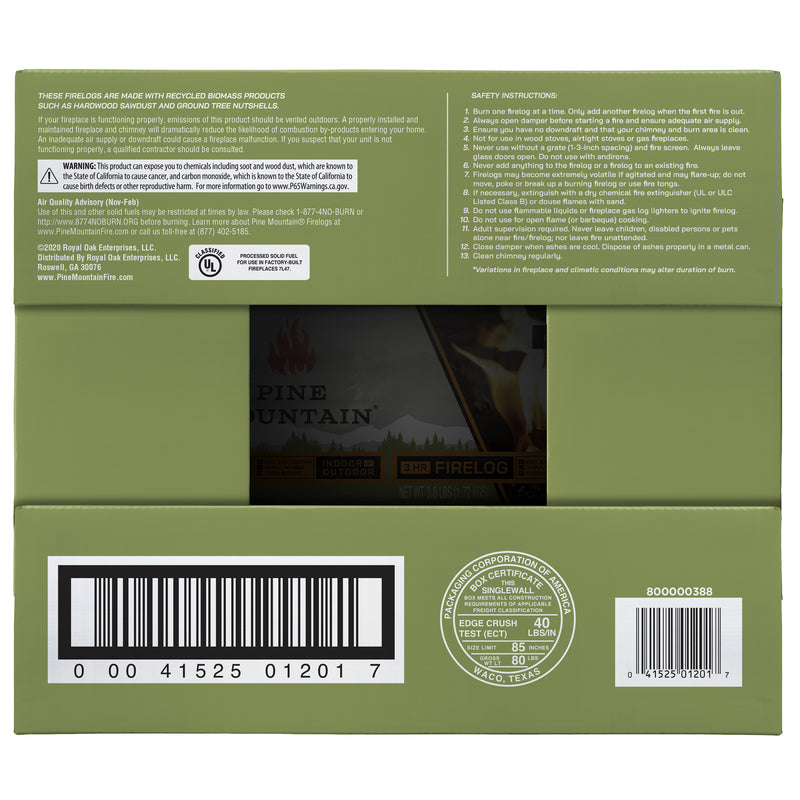 Pine Mountain Fire Log 3 hr 6 pk