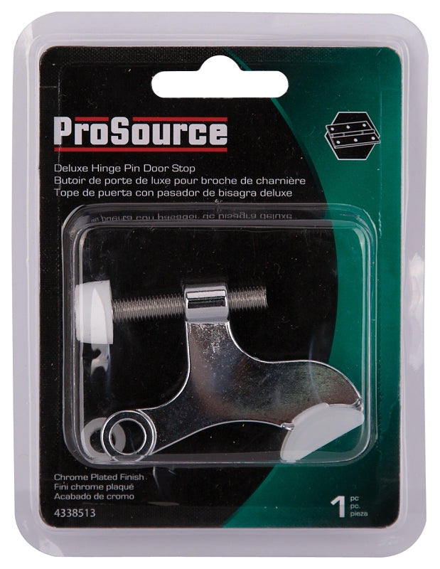 ProSource H20-B042C-PS Deluxe Hinge Pin Door Stop, 2-5/8 in Projection, Die-Cast Zinc & Plastic, Chrome
