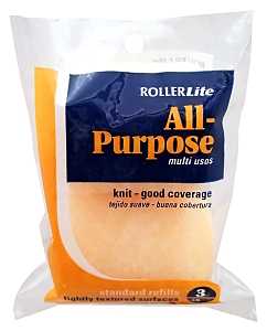 RollerLite All Purpose 3SC038D Trim Roller Cover, 3/8 in Thick Nap, 3 in L, Polyester Knit Fabric Cover, Yellow